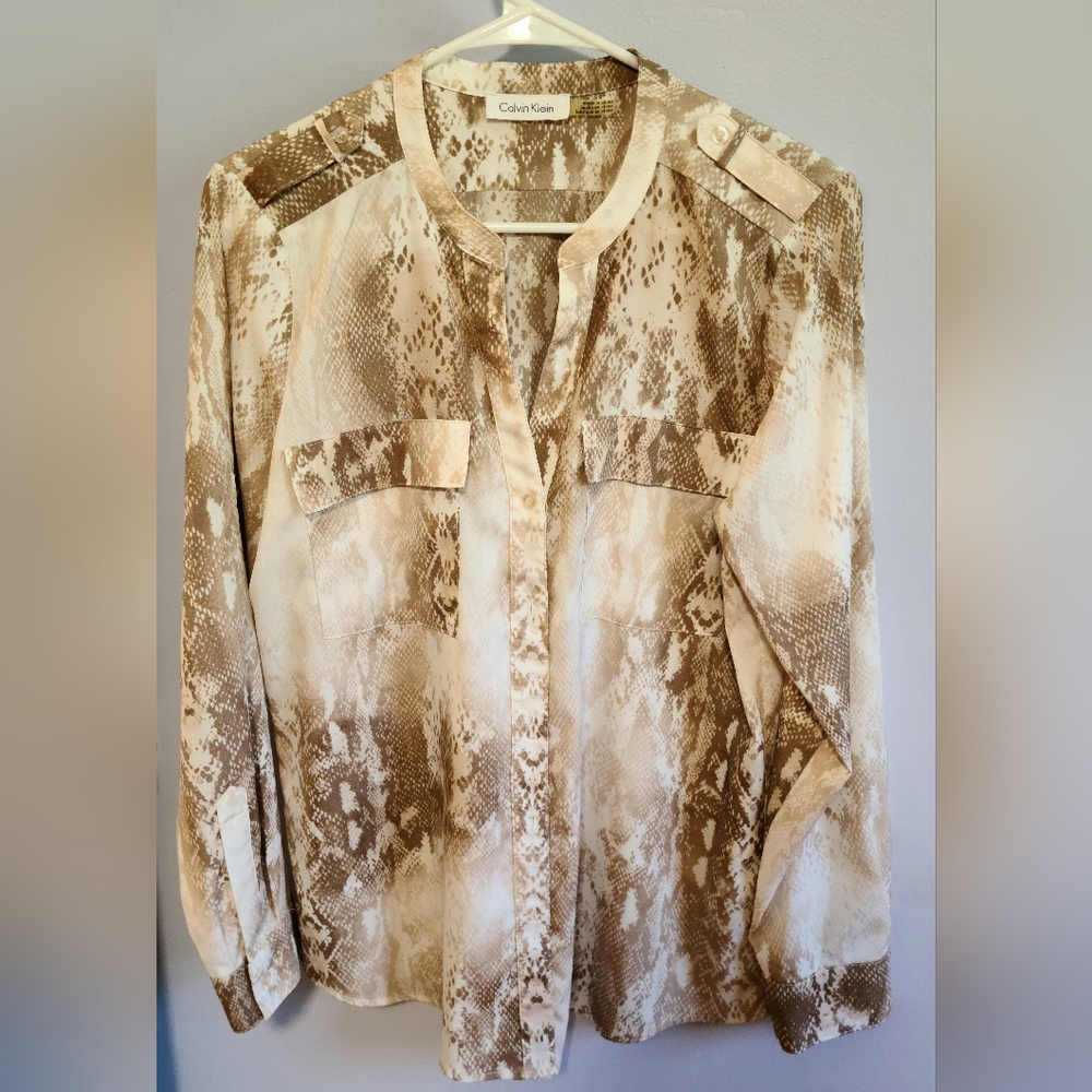 Calvin Klein Beige Snake Print Blouse